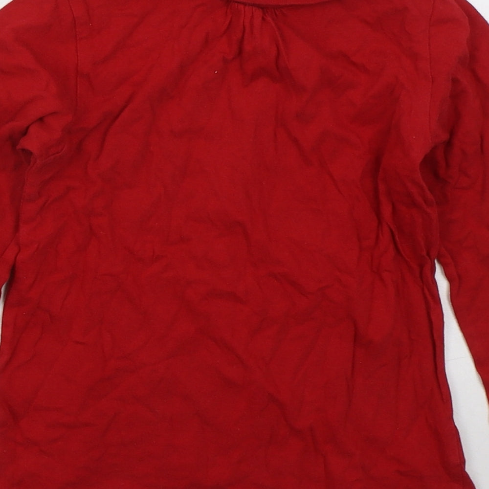 Dunnes Girls Red Cotton Basic T-Shirt Size 8 Years Roll Neck Pullover