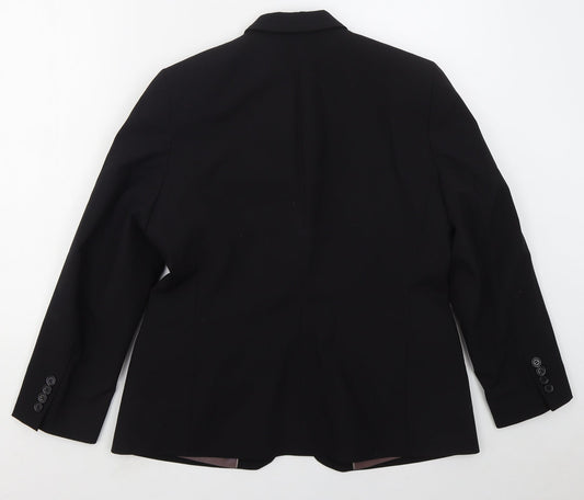 Simon Jersey Womens Black Polyester Jacket Suit Jacket Size 14