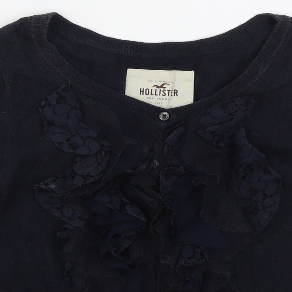 Hollister Womens Blue Boat Neck  Cotton Cardigan Jumper Size XS