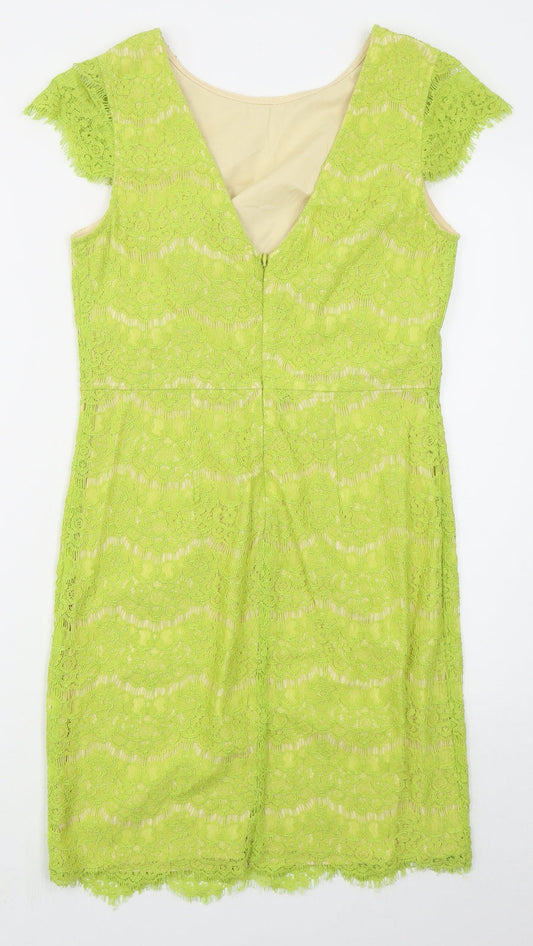 Darling Womens Green Nylon Pencil Dress Size M Round Neck Zip