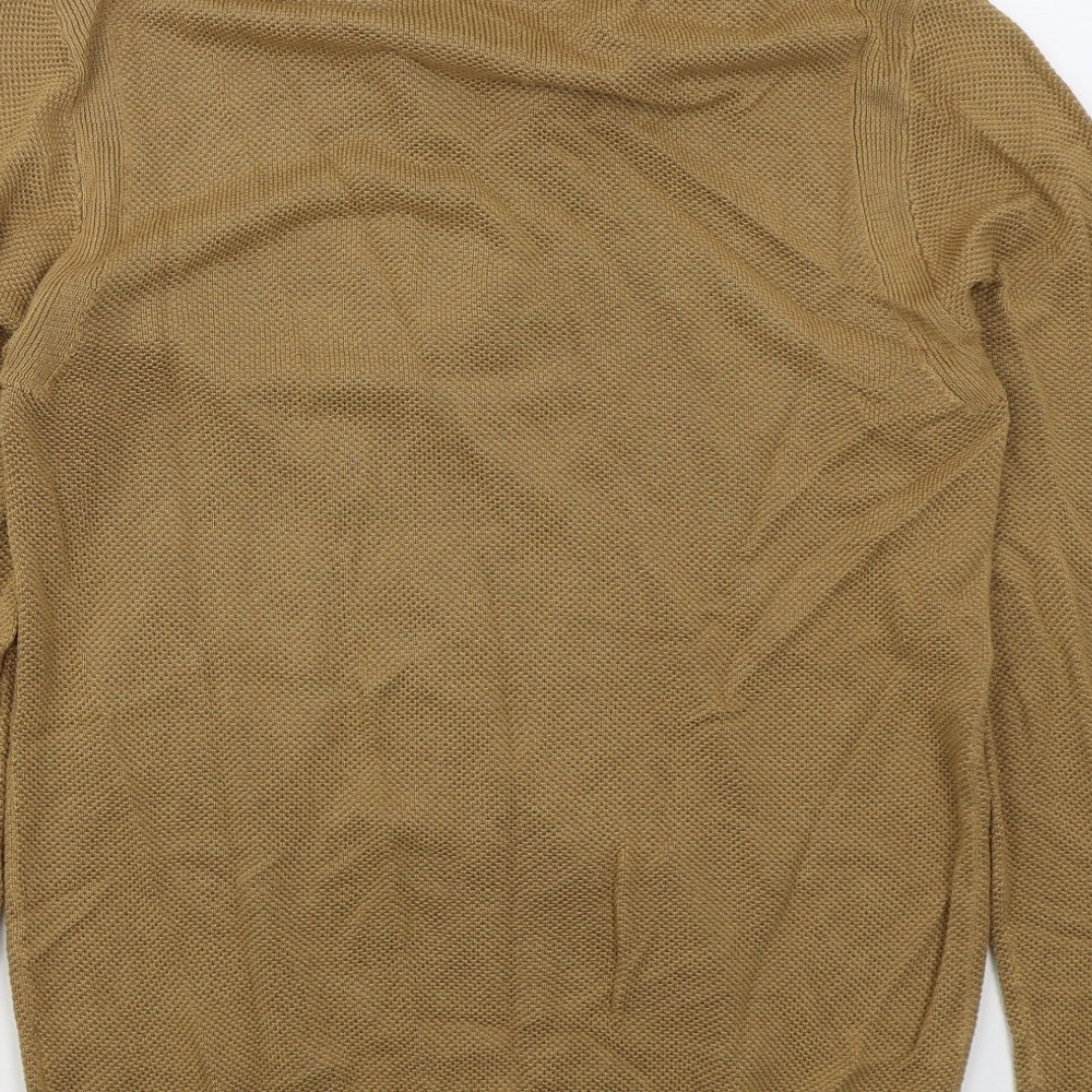 Topman Mens Brown Collared Viscose Pullover Jumper Size M