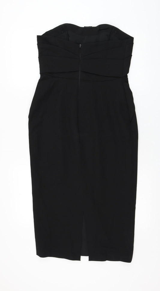 Coast Womens Black Viscose Pencil Dress Size 12 Sweetheart Zip