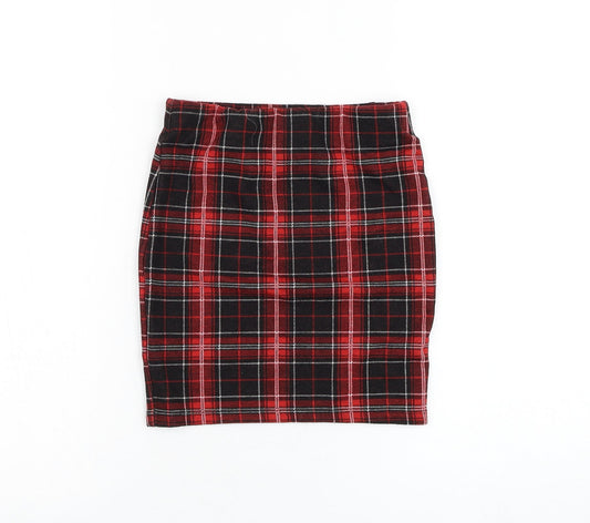 New Look Girls Red Check Polyester Straight & Pencil Size 9 Years Regular Pull On