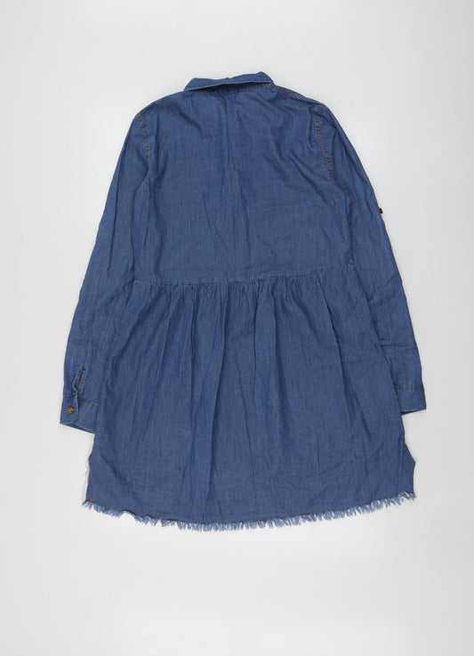 Polo Login Womens Blue  Cotton Skater Dress  Size S  Collared