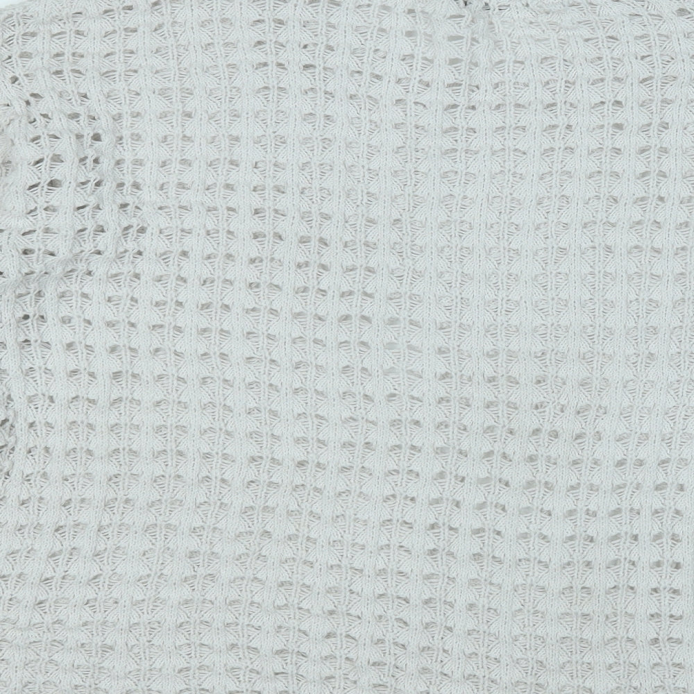 Gallery Womens White Round Neck Cotton Pullover Jumper Size L