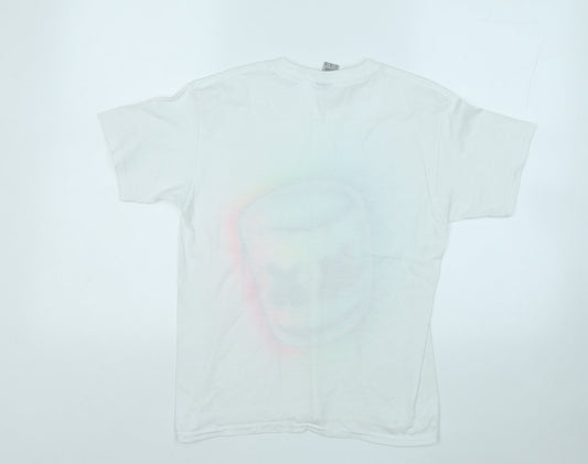 Gildan Boys White Cotton Basic T-Shirt Size L Round Neck - Marshmallow