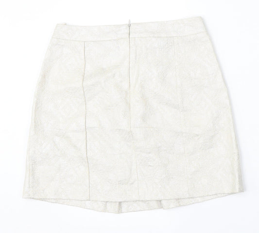 United Colors of Benetton Womens Beige Cotton Straight & Pencil Skirt Size 8