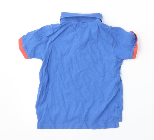 Jack Green Boys Blue Cotton Basic Polo Size 5-6 Years Collared