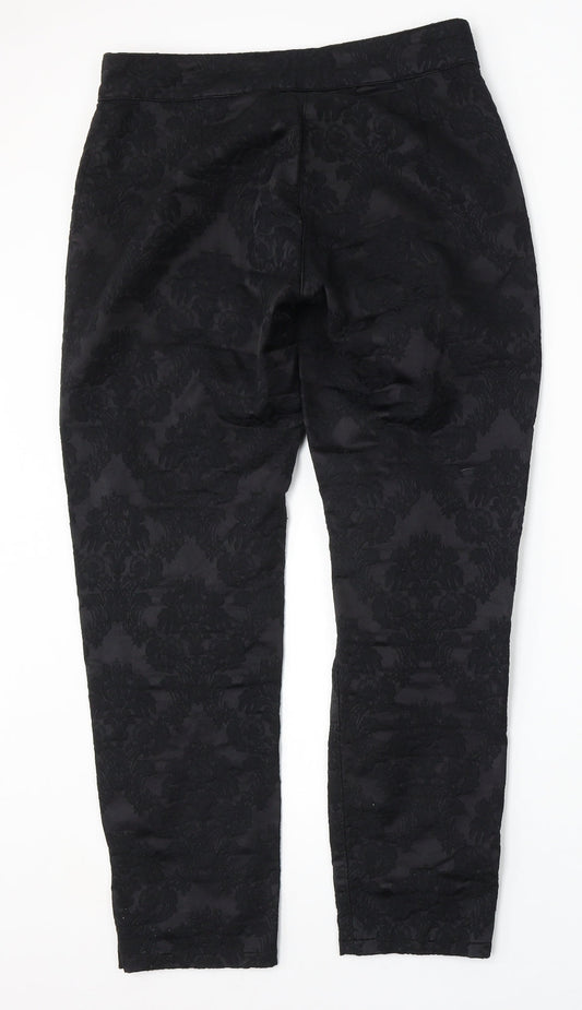 Pomodoro Womens Black Floral Cotton Straight Jeans Size 10 L29 in Regular Button