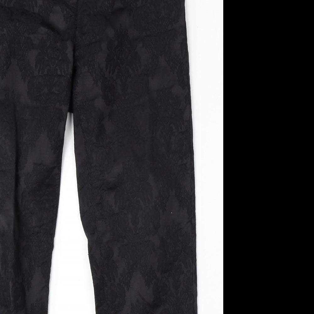 Pomodoro Womens Black Floral Cotton Straight Jeans Size 10 L29 in Regular Button
