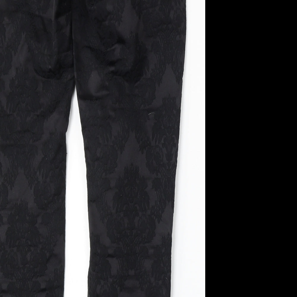 Pomodoro Womens Black Floral Cotton Straight Jeans Size 10 L29 in Regular Button