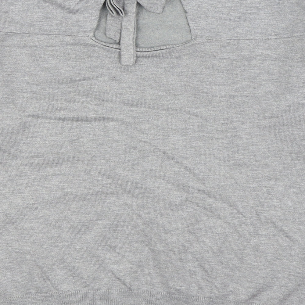Dorothy Perkins Womens Grey Round Neck Viscose Pullover Jumper Size 10