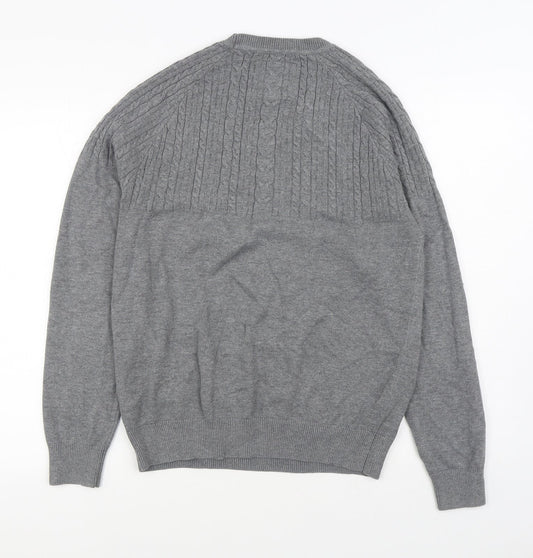 Red Herring Mens Grey Round Neck Acrylic Pullover Jumper Size S