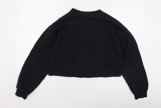 Topshop Womens Black Polyester Pullover Sweatshirt Size M