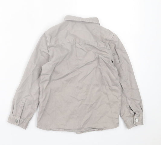 River Island Boys Grey Cotton Basic Button-Up Size 4-5 Years Collared Button