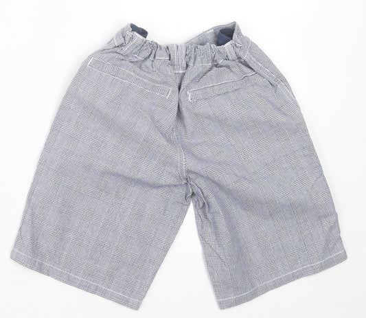 H+T Boys Blue Houndstooth Cotton Bermuda Shorts Size 5 Years Regular Buckle