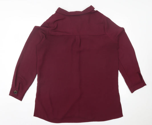 Wallis Womens Purple Polyester A-Line Size 14 Collared Button