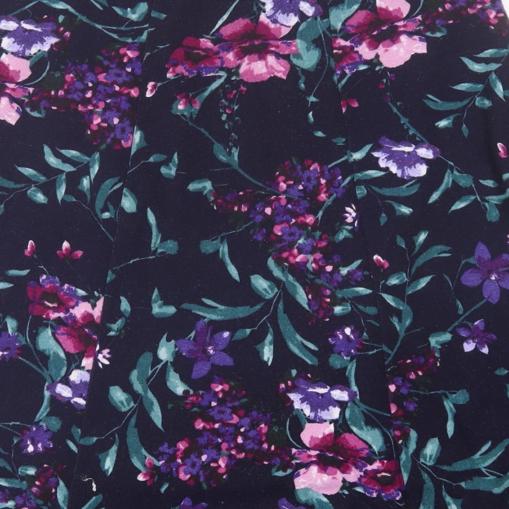 Anna Rose Womens Purple Floral Polyester A-Line Skirt Size 12