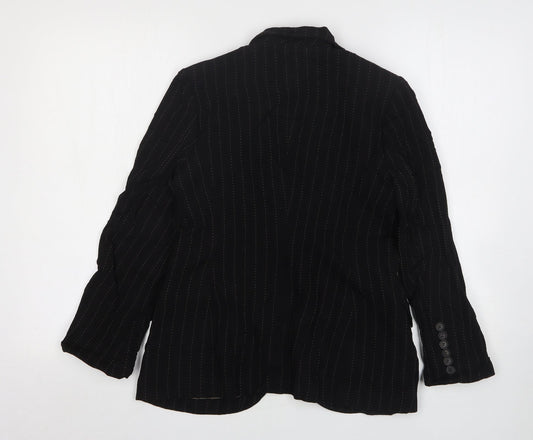 Planet Womens Black Striped Wool Jacket Suit Jacket Size 8