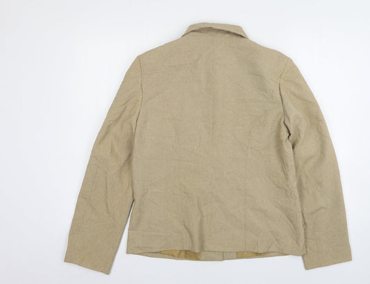 K.O.M.B.I Womens Beige Polyester Jacket Suit Jacket Size 10