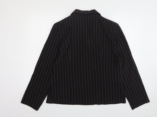 EWM Womens Brown Striped Polyester Jacket Suit Jacket Size 14