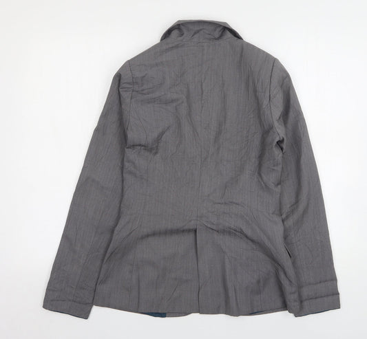 Denim & Co. Womens Grey Polyester Jacket Suit Jacket Size 8