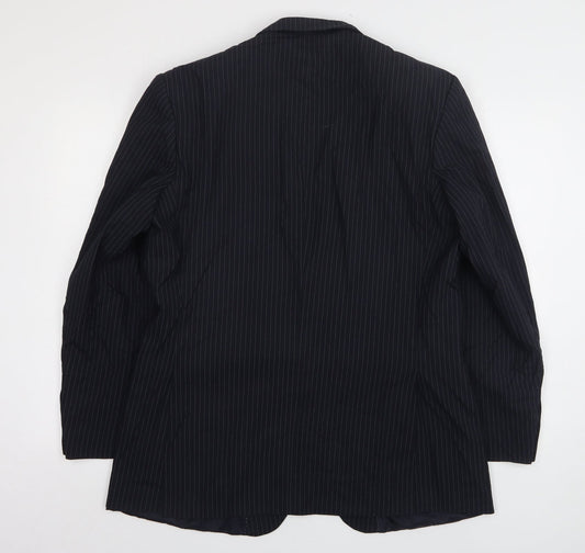 Burton Mens Blue Striped Polyester Jacket Suit Jacket Size 42