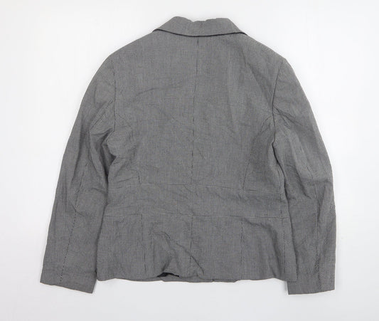 Marks and Spencer Womens Grey Geometric Polyester Jacket Suit Jacket Size 14