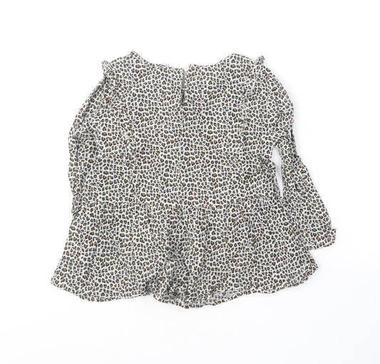 Gap Girls Multicoloured Animal Print Cotton Basic Blouse Size S Round Neck