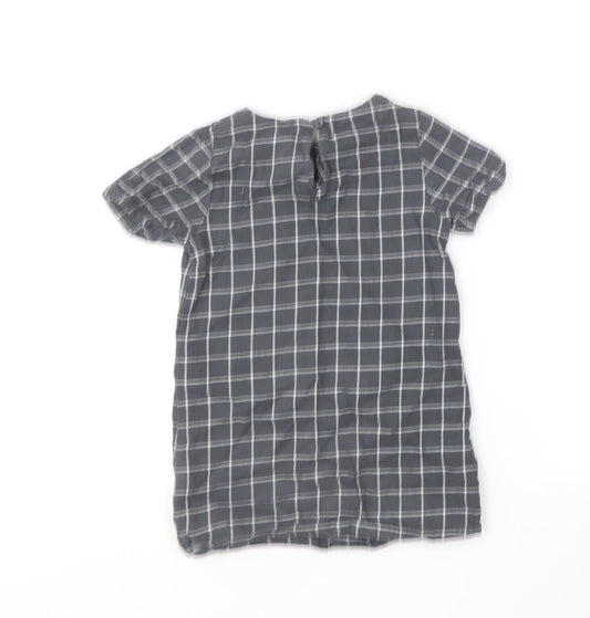 NEXT Girls Black Striped Cotton A-Line Size 4 Years Round Neck