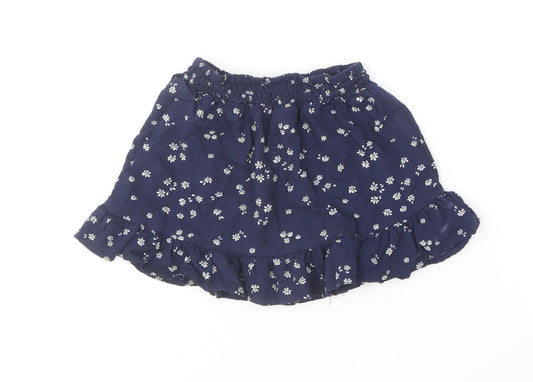 NEXT Girls Blue Floral Viscose Skater Skirt Size 3 Years Regular