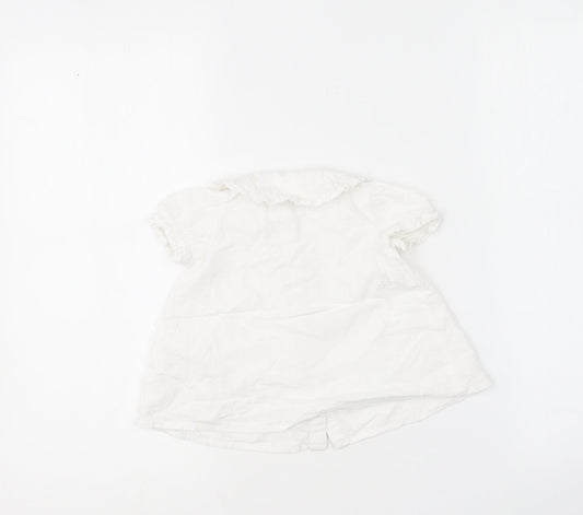 TU Girls White Cotton Skater Dress Size 6-9 Months Collared