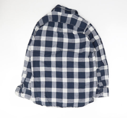 Gap Boys Blue Check 100% Cotton Jersey Button-Up Size L Collared Button