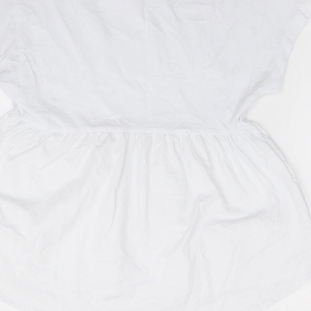 Primark Womens Ivory 100% Cotton Jersey T-Shirt Size XS Round Neck
