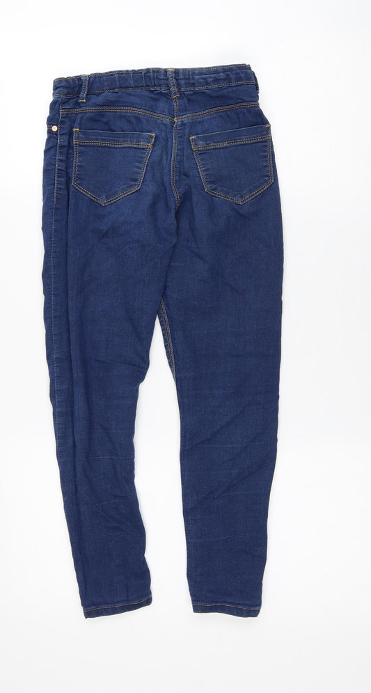 Dunnes Stores Girls Blue Cotton Tapered Jeans Size 9-10 Years Regular