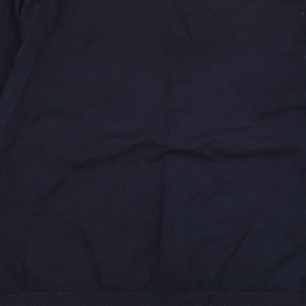 Marks and Spencer Mens Blue Collared Cotton Pullover Jumper Size XL