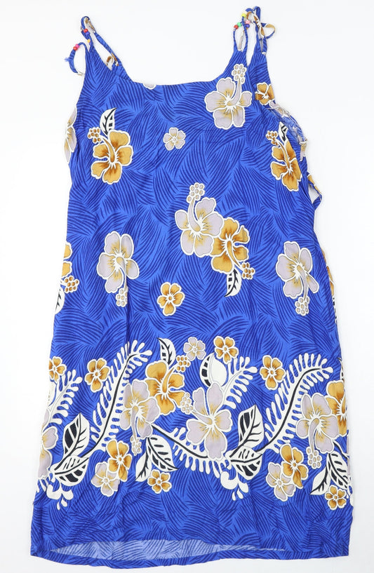 TMJ Womens Blue Geometric Rayon Shift Size XL Round Neck