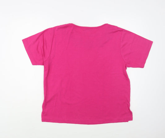 Annabelle Womens Pink Cotton Basic T-Shirt Size M Roll Neck