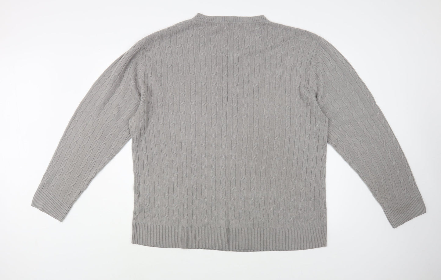 Harbour Classic Mens Grey V-Neck Acrylic Pullover Jumper Size 2XL