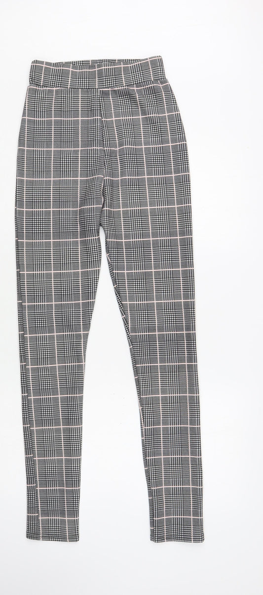 PRETTY LITTLE THING Womens Grey Plaid Polyester Jegging Leggings Size 4 L32 in