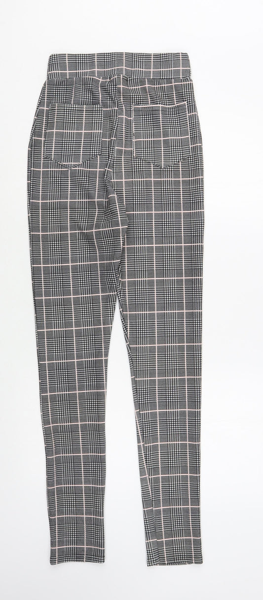 PRETTY LITTLE THING Womens Grey Plaid Polyester Jegging Leggings Size 4 L32 in