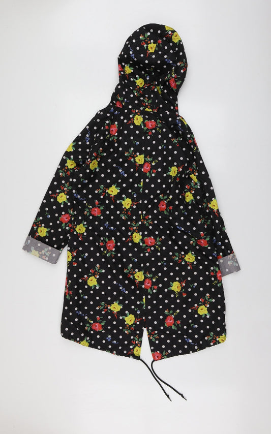 Demin.Co Womens Black Polka Dot Parka Jacket Size XS