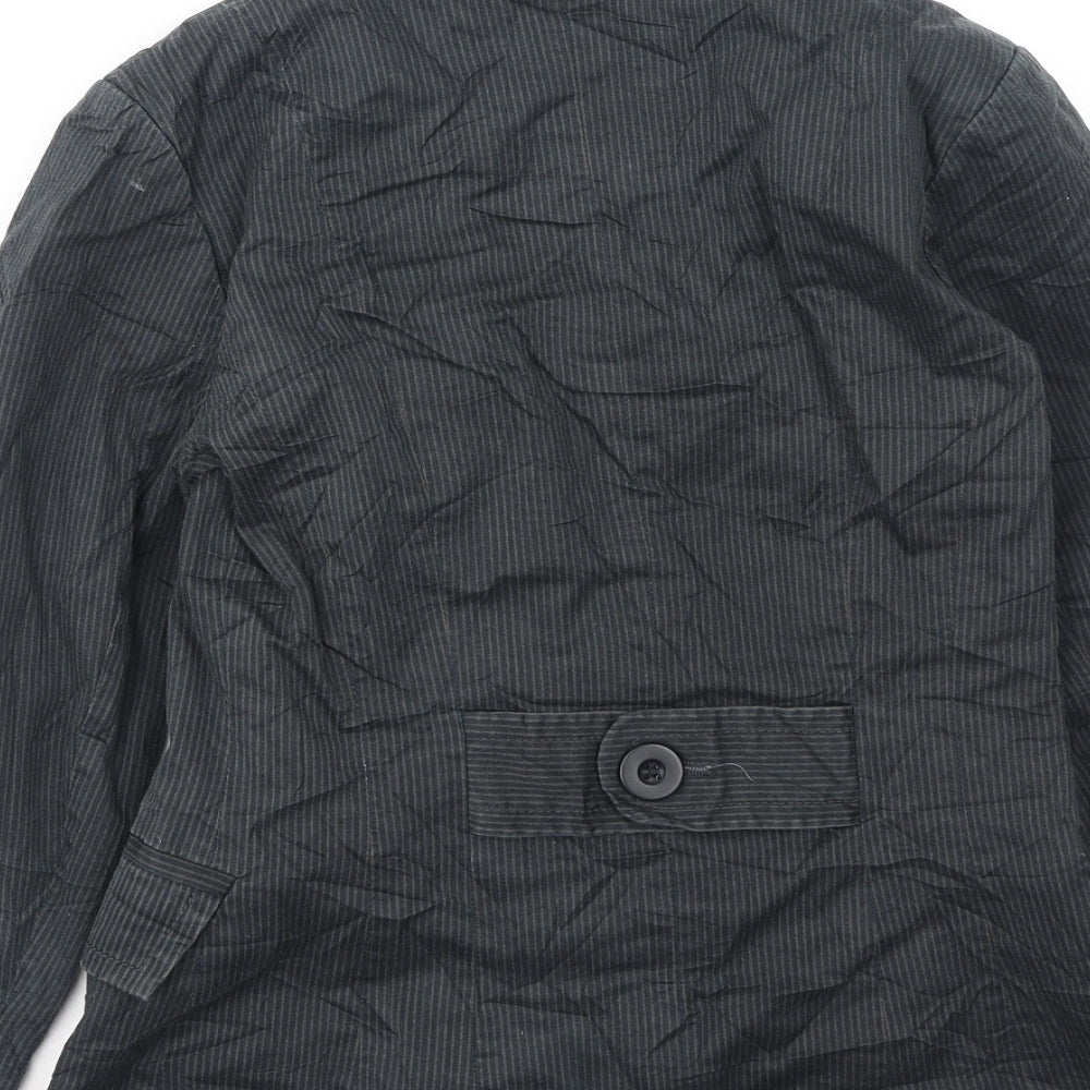New Look Womens Grey Striped Jacket Size 10