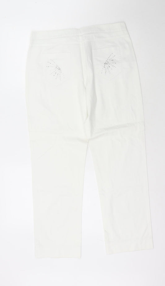 Via Veneto Womens White Cotton Straight Jeans Size 14 L25 in Regular