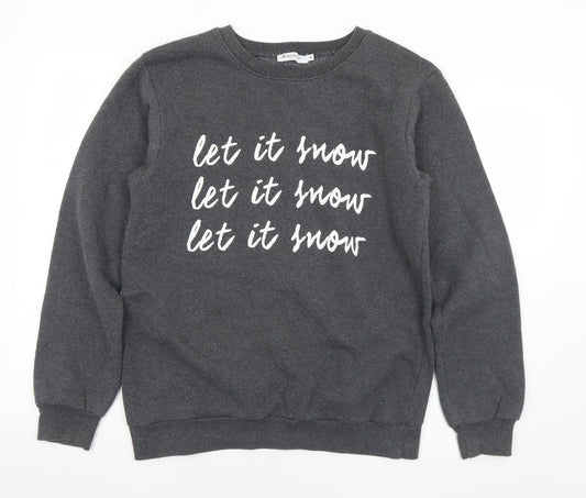 Adolescent Mens Grey Polyester Pullover Sweatshirt Size M - Let it snow