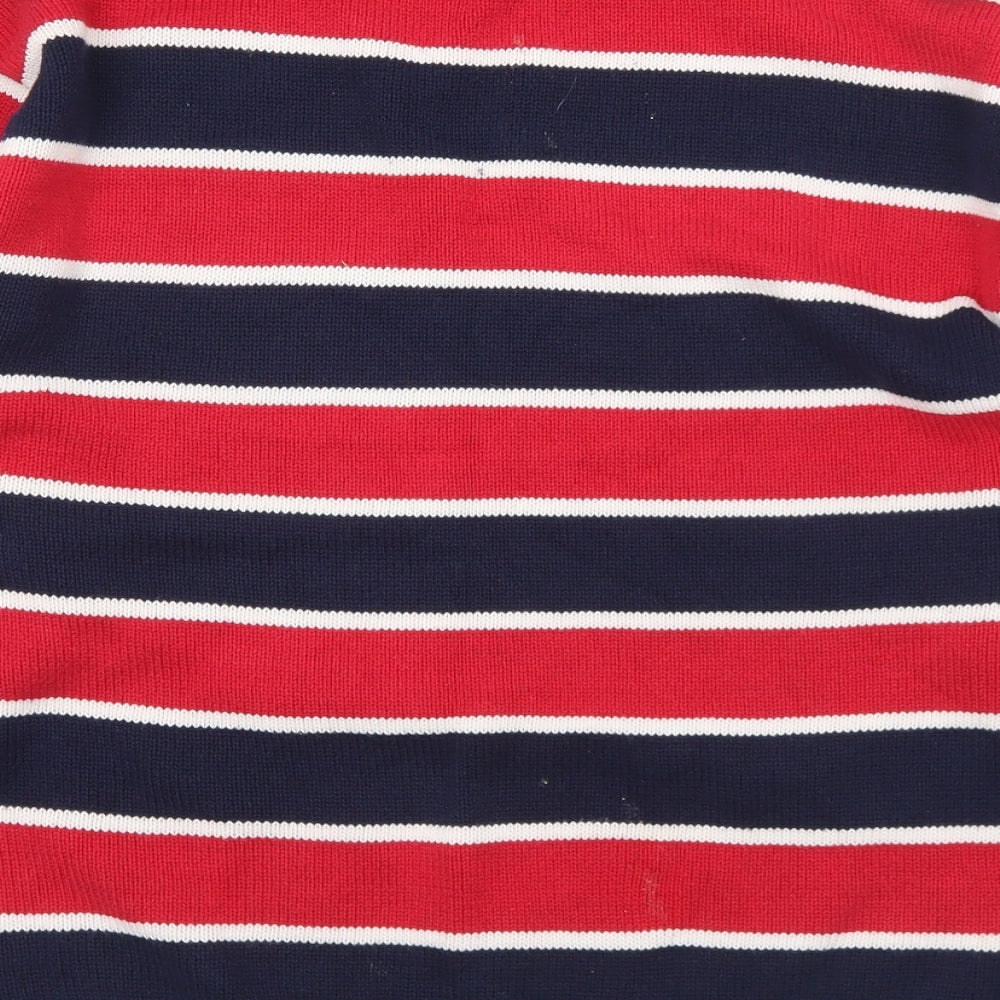 IZOD Womens Multicoloured Crew Neck Striped Cotton Pullover Jumper Size 14 - 14-16