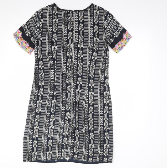 Pomodoro Womens Multicoloured Geometric Polyester A-Line Size 10 V-Neck Zip