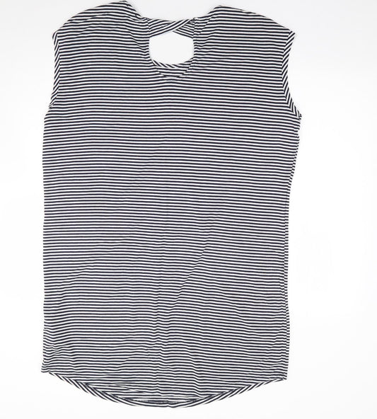 F&F Womens Blue Striped Viscose A-Line Size 16 Scoop Neck Pullover