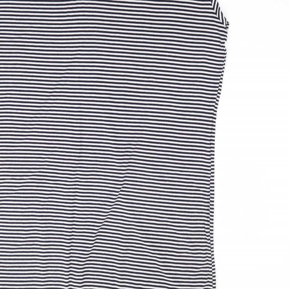 F&F Womens Blue Striped Viscose A-Line Size 16 Scoop Neck Pullover