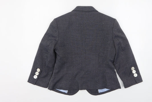Marks and Spencer Womens Blue Check Polyester Jacket Suit Jacket Size 10